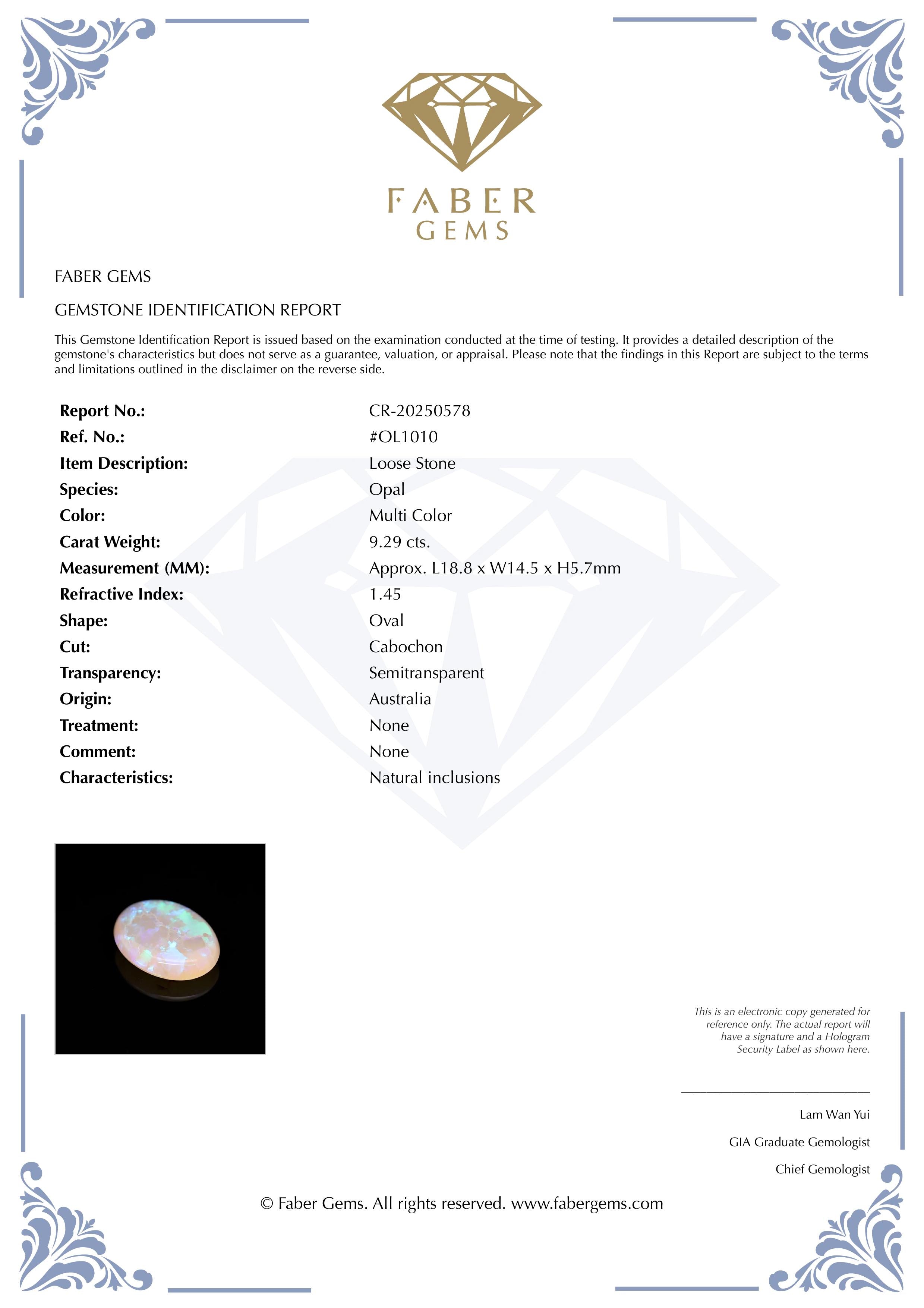 9.31 Ct. Australian Legacy Opal #OL1010