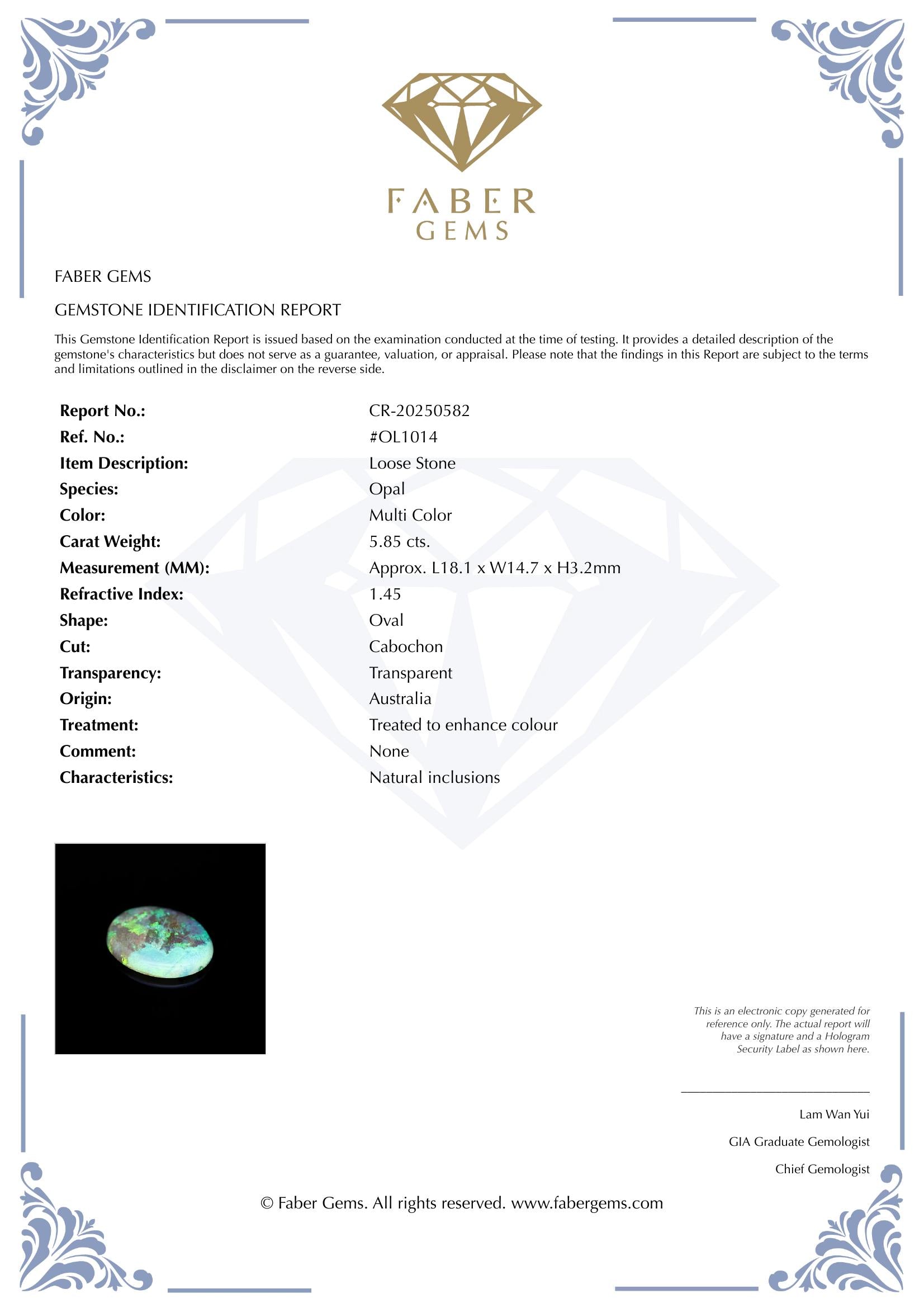 5.85 Ct. Australian Legacy Opal #OL1014